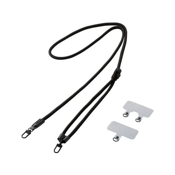【お取り寄せ】エレコム ショルダーストラップ 丸紐6mm ブラック P-STSDH2R06BK スマ...