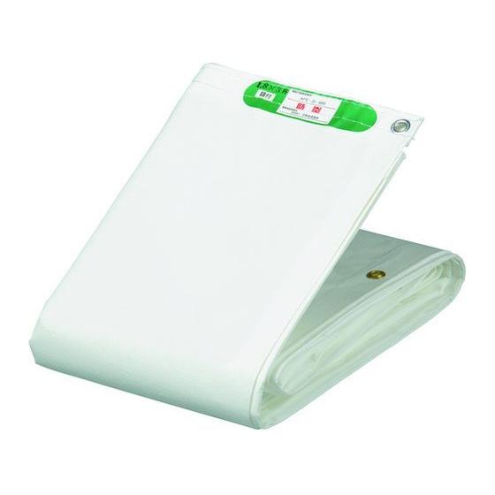 【お取り寄せ】萩原 国産塩ビ防炎シート 足場用 ホワイト 1.8m×3.4m 防炎シート 現場 安全...