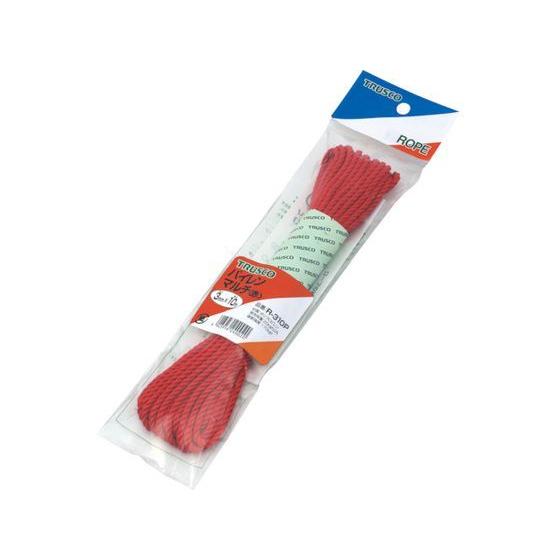 【お取り寄せ】TRUSCO パイレンカラーロープ 3つ打 線径5mm×長さ10m 赤 ＰＰロープ 荷...