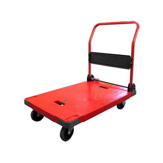 ナンシン ストッパー付プラスチック静音台車 サイレントマスター300kg荷重 赤 折りたたみ台車 台...