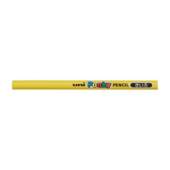 三菱鉛筆 ポンキーペンシル 単色 キイロ 6本 K800.2  色鉛筆 単色 教材用筆記具