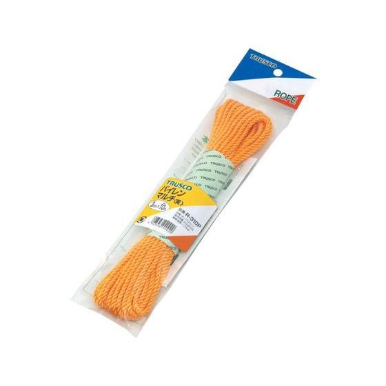 【お取り寄せ】TRUSCO パイレンカラーロープ 3つ打 線径5mm×長さ10m 黄 ＰＰロープ 荷...