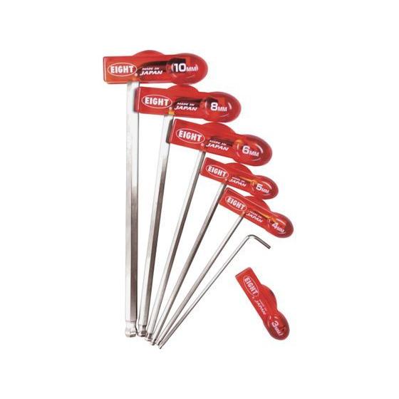 【お取り寄せ】エイト T型 六角棒スパナ テーパーヘッド 分離可能樹脂ハンドル WHH-S6TL 六...