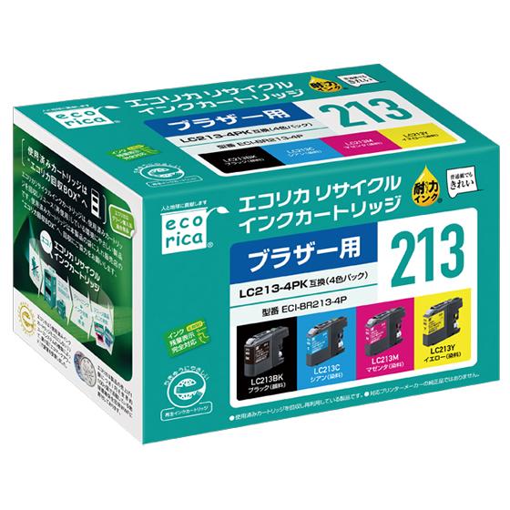 エコリカ ブラザー用リサイクルインクカートリッジLC213-4PK