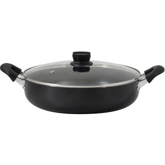 【お取り寄せ】LIV PLUS ベストコ 両手鍋 32cm 浅型 ガラス蓋付 ブラック 両手鍋 外輪...