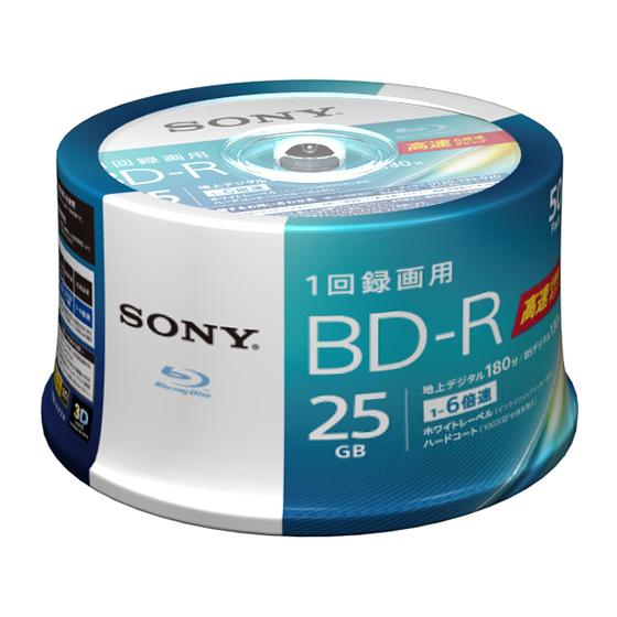 ソニー 1回録画ブルーレイディスク 25GB 6倍速 50枚 50BNR1VJPP6  録画用ブルー...
