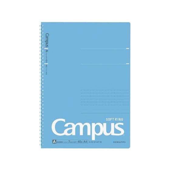 コクヨ キャンパス ソフトリングノート(ドット入罫線) A4 40枚 ブルー Ａ罫 罫線７ｍｍ幅 Ａ...