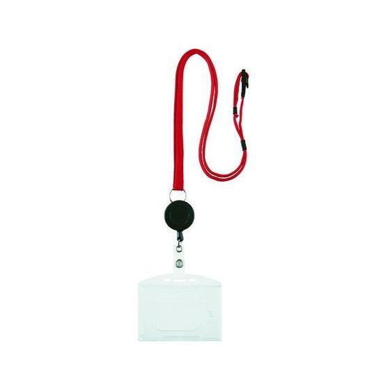 【お取り寄せ】TRUSCO ストラップ付リールクリップ名札 ハード 2枚収納 赤 吊り下げ式ハードタ...