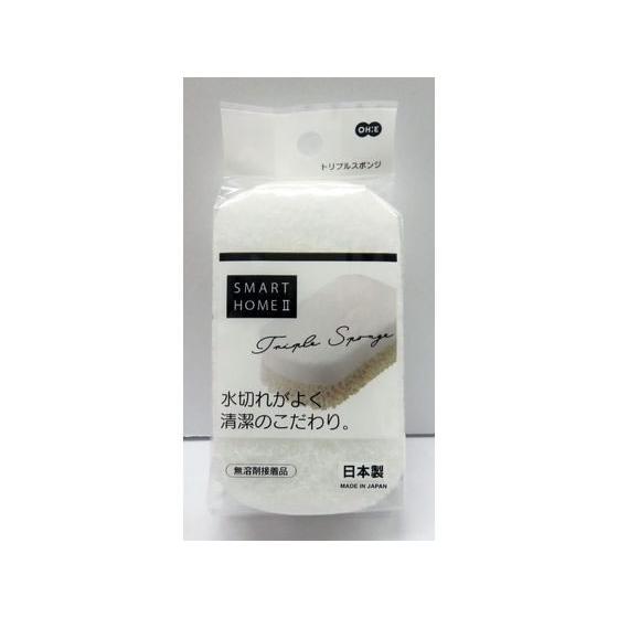 オーエ スマートホームII トリプルスポンジ ホワイト スポンジタワシ クリーンナップ キッチン消耗...