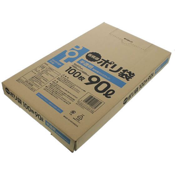 半透明ポリ袋 90L Box GA-904B 半透明タイプ ゴミ袋 ゴミ箱 清掃