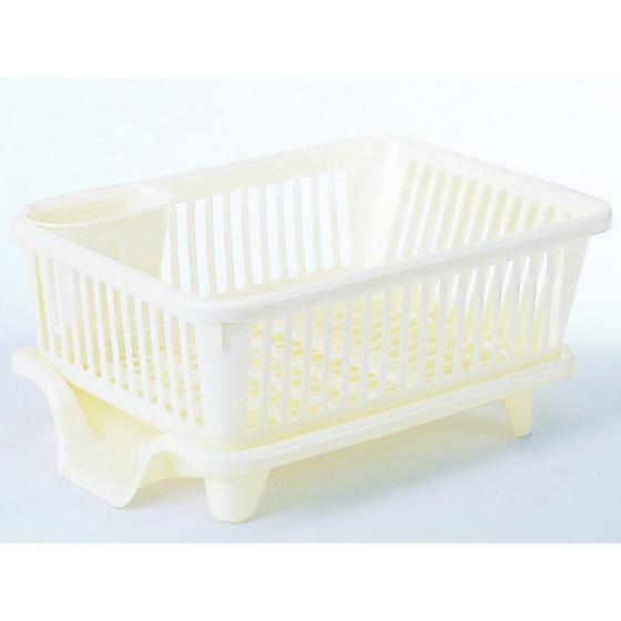 サンコープラスチック 皿立て水切りかご流 ヨコ型 パールホワイト No.2 キッチン雑貨