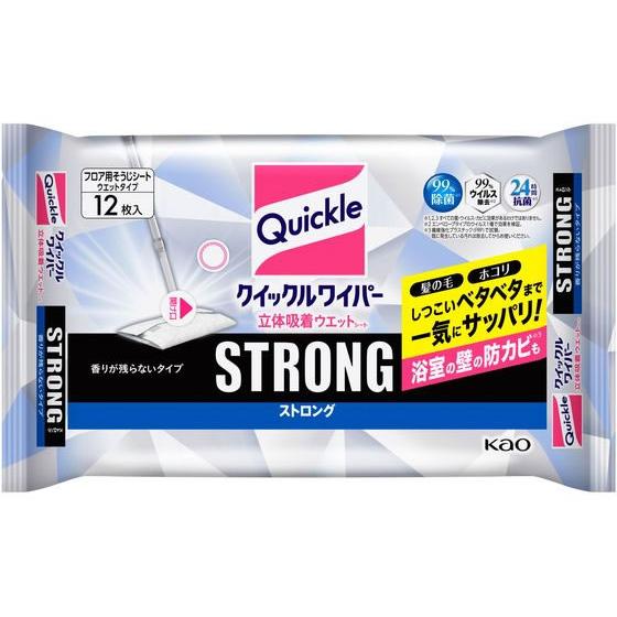 KAO クイックルワイパー 立体吸着ウエットシート ストロング 12枚 フローリングクリーナー取替え...
