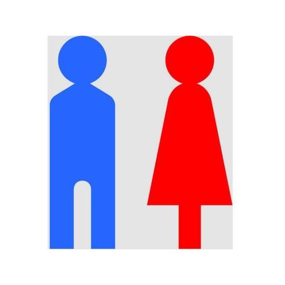 【お取り寄せ】TRUSCO ステッカー 100×100 「トイレ」 透明地 青／赤文字 1枚 サイン...