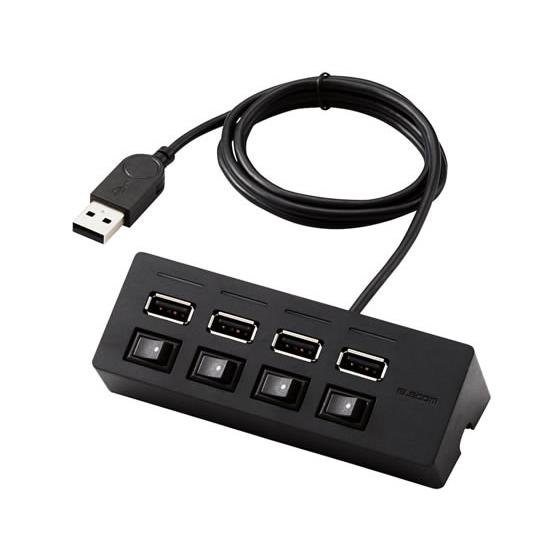 エレコム 機能主義USBハブ スイッチ付き4ポート U2H-TZS428BBK ＵＳＢハブ ドッキン...