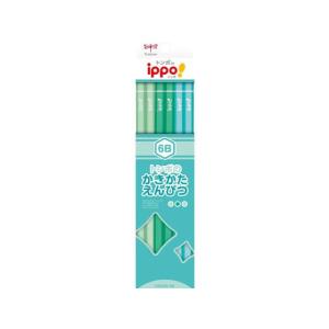 【お取り寄せ】トンボ鉛筆 ippo!かきかたえんぴつ 12本 プレーン グリーン 6B 鉛筆の商品画像