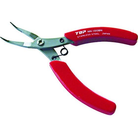 【お取り寄せ】TOP ニードルノーズベントプライヤ ステンレス製 ギザ付 100mm NN-100B...