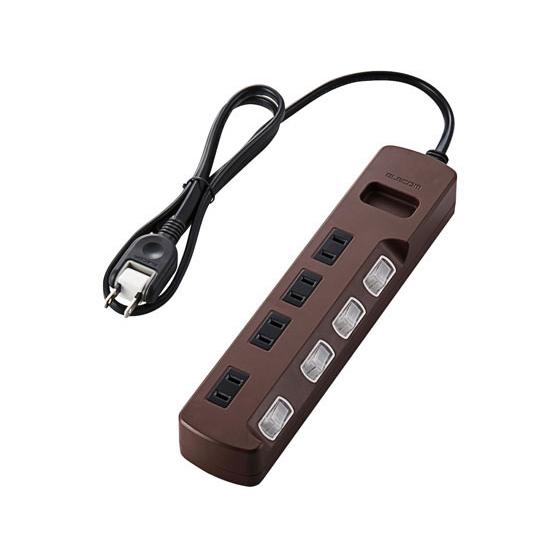 【お取り寄せ】エレコム 雷ガードタップ 4個口 1m ブラウン T-BR02-2410BR コード付...