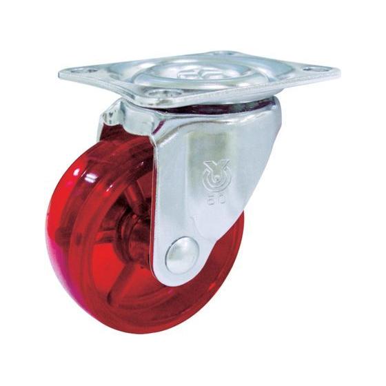 【お取り寄せ】ユーエイ スケルトンキャスター自在車 50径ポリカーボネート車(赤) G-50PC-R...
