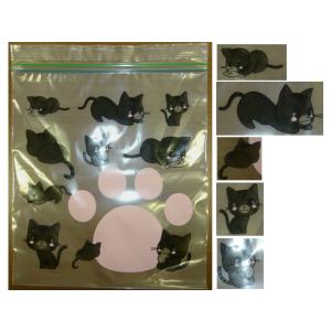 システムポリマー 猫柄 ストックバックWジッパ...の詳細画像1
