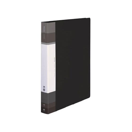 コクヨ クリヤーブック(Glassele)固定式A4背ポケット 60P ブラック Ａ４ 固定式クリヤ...
