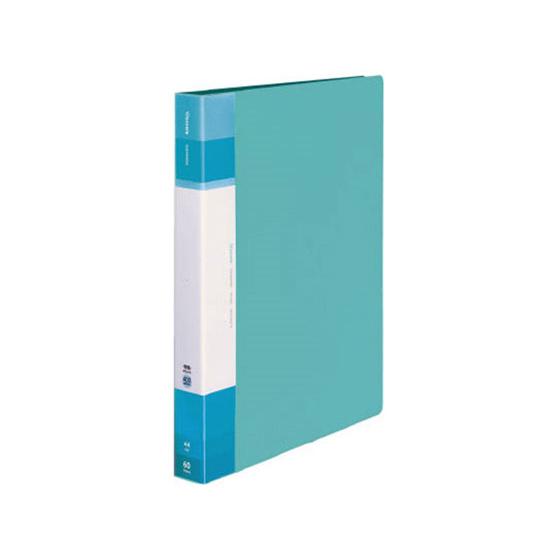 コクヨ クリヤーブック(Glassele)固定式A4背ポケット 60P ライトブルー Ａ４ 固定式ク...