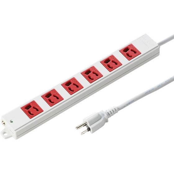 【お取り寄せ】サンワサプライ 工事物件タップ 3P・6個口・3m・レッド TAP-K6-3R コード...