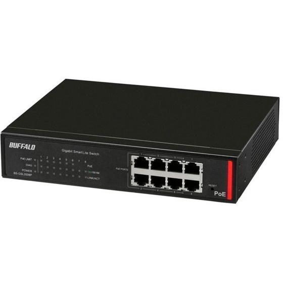 バッファロー GigaPoELayer2スマートLiteスイッチ8ポート BS-GSL2008P ス...