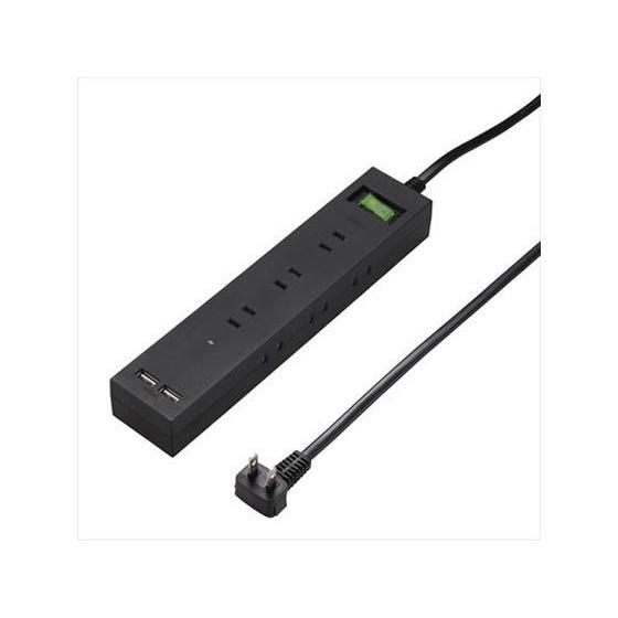 【お取り寄せ】ヤザワ 3方向から挿せるUSBタップ 9個口 ブラック コード付き電源タップＵＳＢポー...
