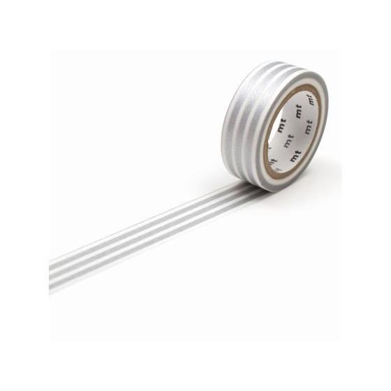 【お取り寄せ】カモ井 mt 1P ボーダー・銀 MT01D391R デコレーション用マスキングテープ...