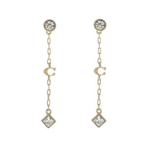 (取寄) コーチ レディース シグネチャー ジェム リニア ピアス イヤリング ブランド  COACH Signature Gem Linear Earrings Crystal/Gold｜jetrag