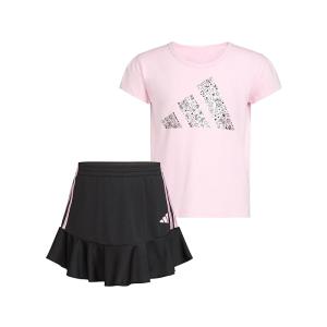 (取寄) アディダス キッズ ガールズ プリーツ Ss Tシャツ ラッフル スコート adidas Kids girls adidas Kids Pleated SS Tee Ruffle Skort Set(Infant) Med Pink｜jetrag