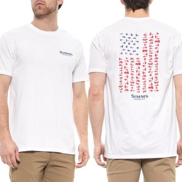 SIMMS シムス メンズ Tシャツ ロゴT USA フライファイルズ ホワイト SIMMS USA...