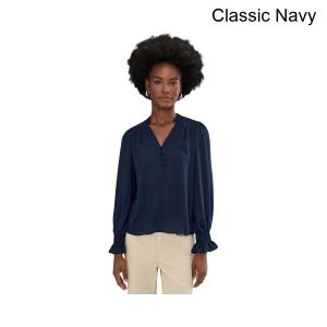 (取寄) セセ ロングスリーブハーフプラケットスモックトップ cece Long Sleeve Half Placket Smocked Top