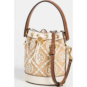 (取寄)トリーバーチ レディース T モノグラム ストロー ミニ バケット バッグ Tory Burch Women's T Monogram Straw Mini Bucket Bag NewIvory｜jetrag