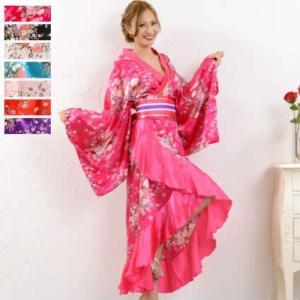 着物ドレス 着物 ドレス 花魁 コスプレ よさこい 衣装 花魁ドレス 浴衣ドレス Jewel ジュエル 無地切替フリル
