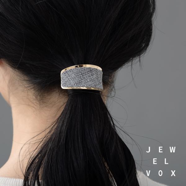 ポニーフック ヘアカフ ヘアフック ヘアアクセ デニム 麻風 春夏 シンプル カーブ まとめ髪 30...