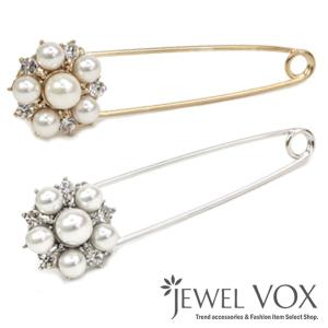 パール＆ストーン フラワーキルトピン・安全ピン これひとつでクラス感UP ブローチ・スカーフ留め 母の日｜Jewel Vox ジュエルボックス