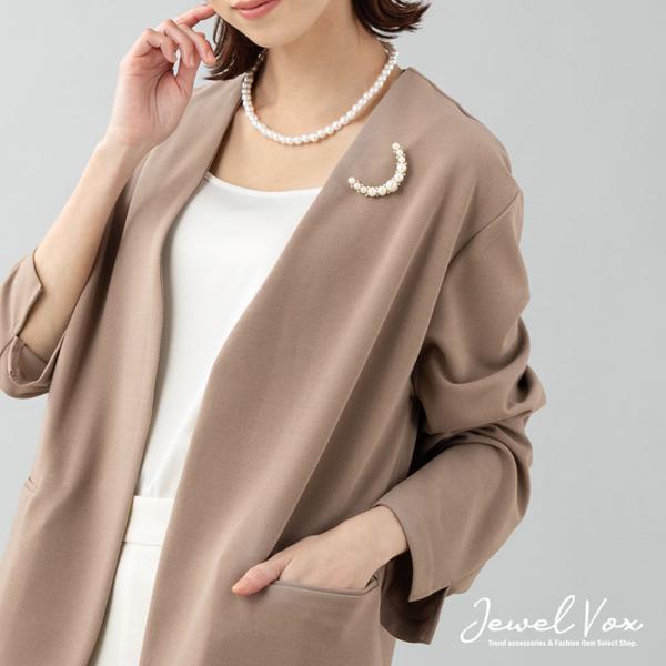 ブローチ コサージュ 針 ピン 半月型 パール ストーン ゴールド シルバー レディース 女性 ポイ...