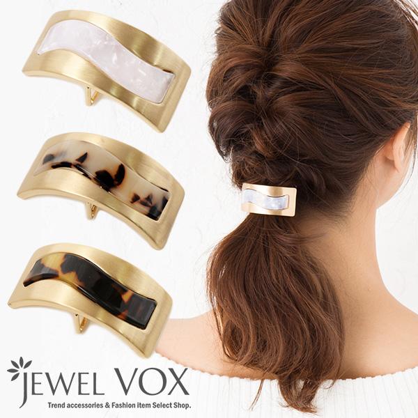 ポニーフック レディース ヘアアクセ ヘアゴム フック スクエア マーブル模様 べっ甲 ヘアアクセサ...