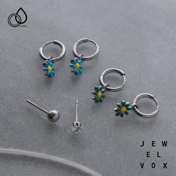ピアス ステンレス製 金属アレルギー サージカルステンレス セット 花 フラワー キュービックジルコ...