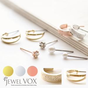 ピアス レディース 金属アレルギー対応 チタンポスト ニッケルフリー セット パール フープ 40代 30代｜Jewel Vox ジュエルボックス