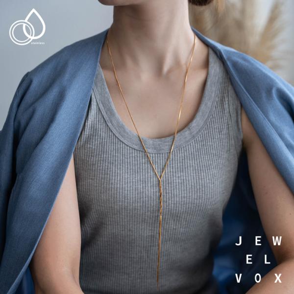 ネックレス レディース 金属アレルギー対応 ロング サージカルステンレス 捻り Y字 チェーン 20...