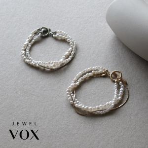 ブレスレット バングル ニッケルフリー 金属アレルギー対応 レディース Pパール マンテル 3連 ゴールド シルバー シンプル 30代 40代 50代｜Jewel VOX ジュエルボックス