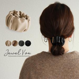 ポニーフック ヘアアクセ レディース ヘアーフック 巻き付け ギャザー レザー 合皮 ヘアアレンジ まとめ髪  デイリー 二次会 ヘアカフ｜Jewel VOX ジュエルボックス
