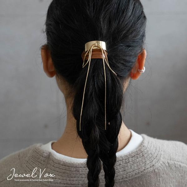 ポニーフック ヘアフック ヘアアクセサリー ヘアカフ リボン ロング まとめ髪 メタル 揺れる 大人...
