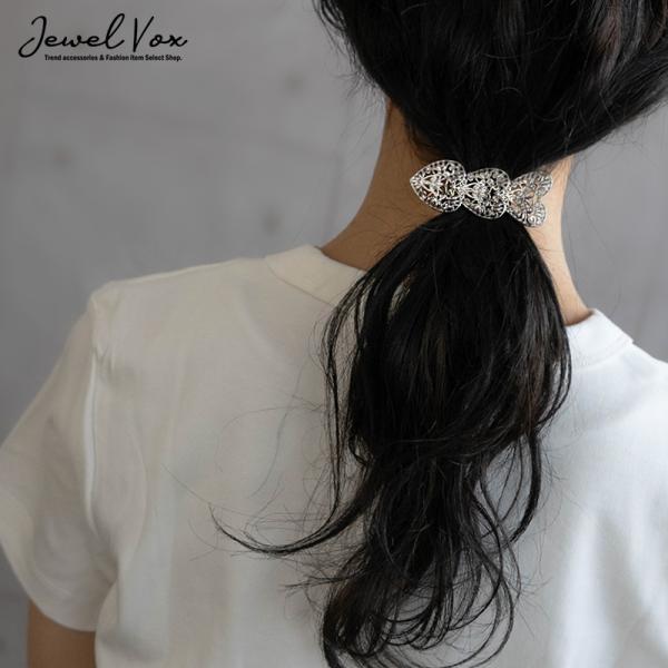 ポニーフック ヘアカフ レディース ヘアフック ハート 透かし ガーリー おしゃれ まとめ髪 メタル...