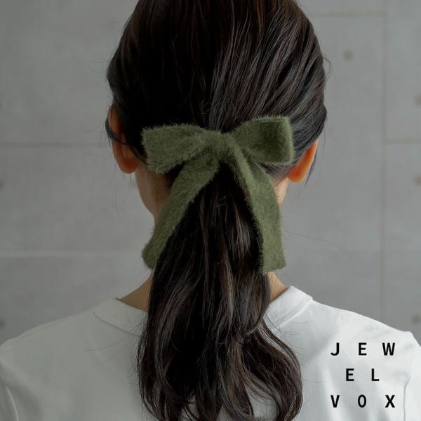 ポニーフック ヘアカフ ヘアアクセサリー リボン かわいい モヘア ニット 大人 大きめ おしゃれ ...