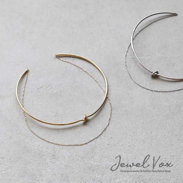 ネックレス チョーカー ネックカフ レディース 金属アレルギー対応 ノット 結び目 メタル 二連 チ...