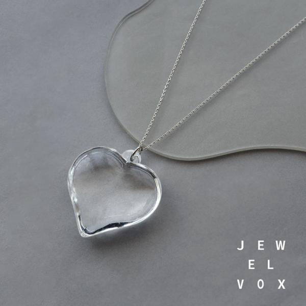 ネックレス レディース ニッケルフリー アクリル樹脂 金属アレルギー ハート モチーフ クリア シル...