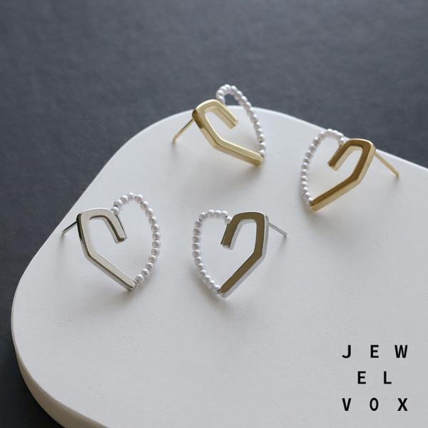 ピアス レディース ニッケルフリー 金属アレルギー対応 ハート パール オープンハート 大人 かわい...